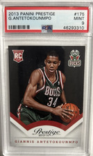 2013 Panini Prestige Giannis Antetokounmpo Rookie Card PSA 9 Milwaukee Bucks RC. rookie card picture