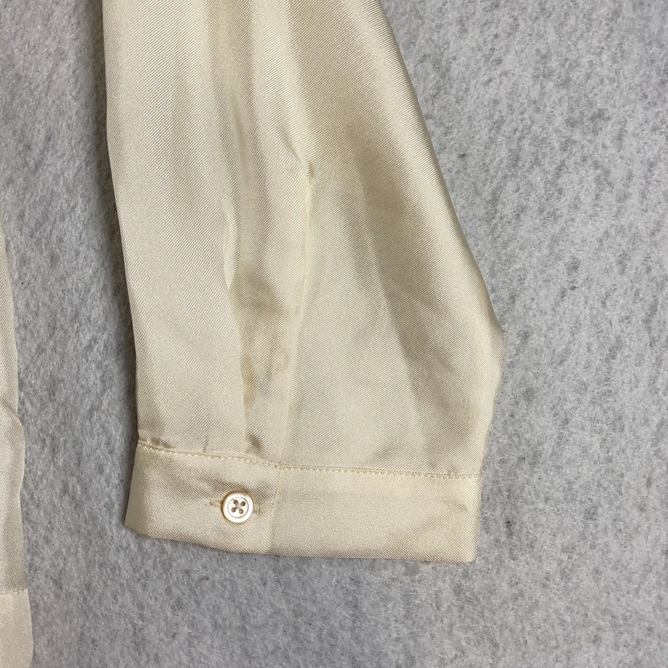 Massimo Albu 女式丝绸上衣 S 码白色圆领长袖全新无标签 — 第 2/4 张图片