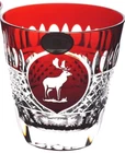 1 Ajka Ruby Red Moose Stag Elk Cut to Clear Cased Crystal Whiskey Glass New
