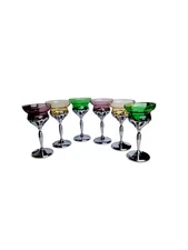 Vintage MCM Farber Bros.Krome Kraft Colored Wine/Cocktail Glasses~Set of 6