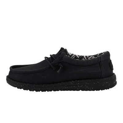 Hey Dude Youth Wally Stretch  Black Casual Kids Shoes 40050-001- Choose Size