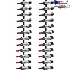 Wall Mounted Wine Rack 12 Bottle Storage Organizer 2pcs Detachable Metal Shelves