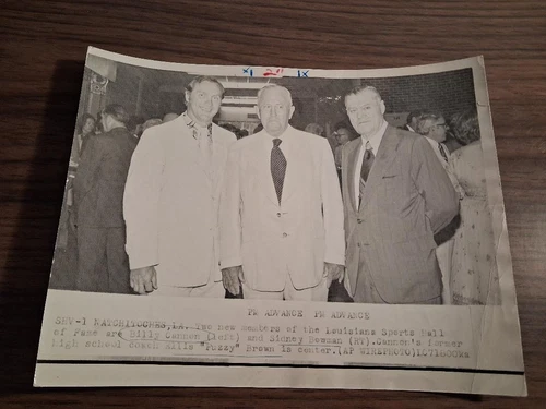 1976 LSU SPORTS HALL OF FAME PRESS PHOTO BILLY CANNON SID BOWMAN FUZZY BROWN - product listing photo