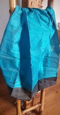 Stola, Schal, Tuch,schimmernde  Rohseide,anthrazit/türkis, 160x75 cm,hochwertig 