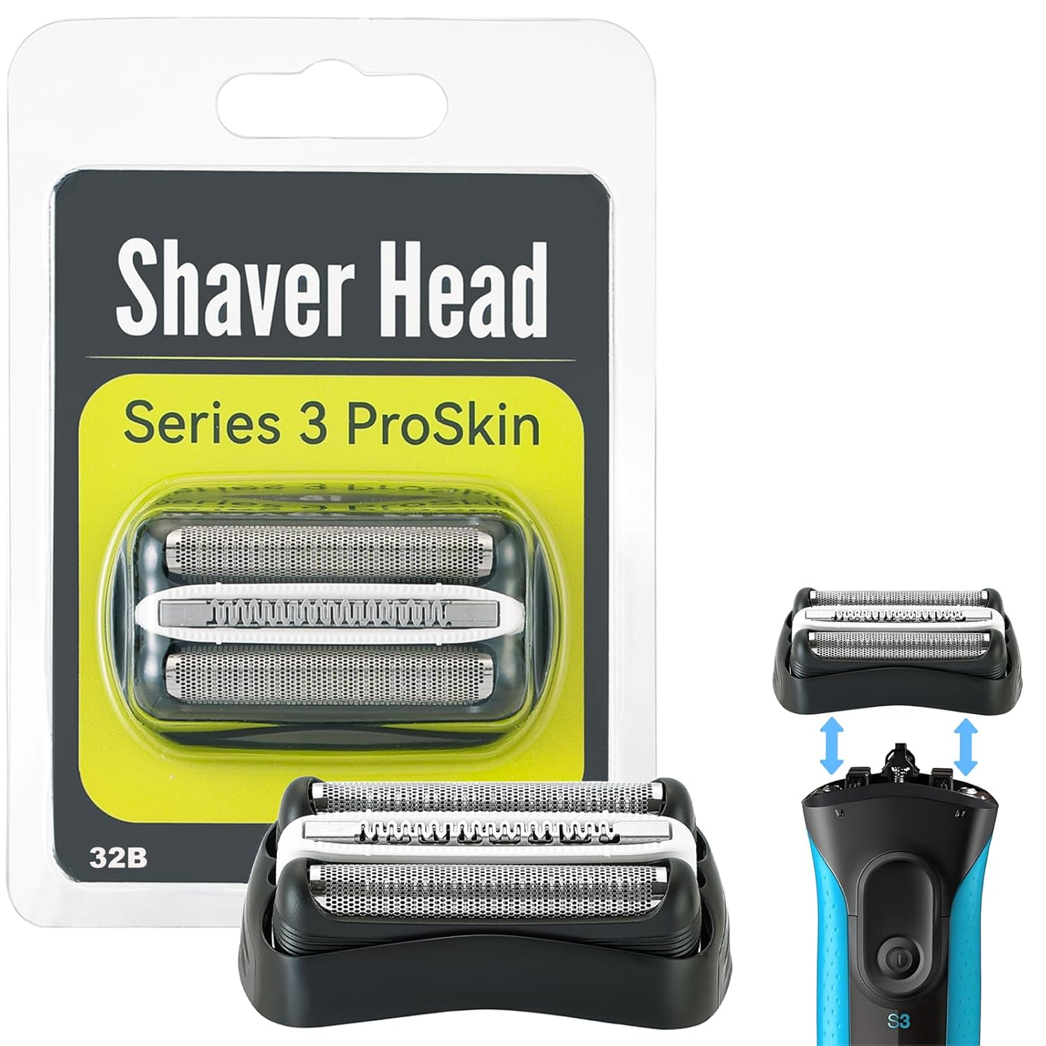 Series332BReplacementShaverHead,CompatiblewithBraunS3Razors301S,310S