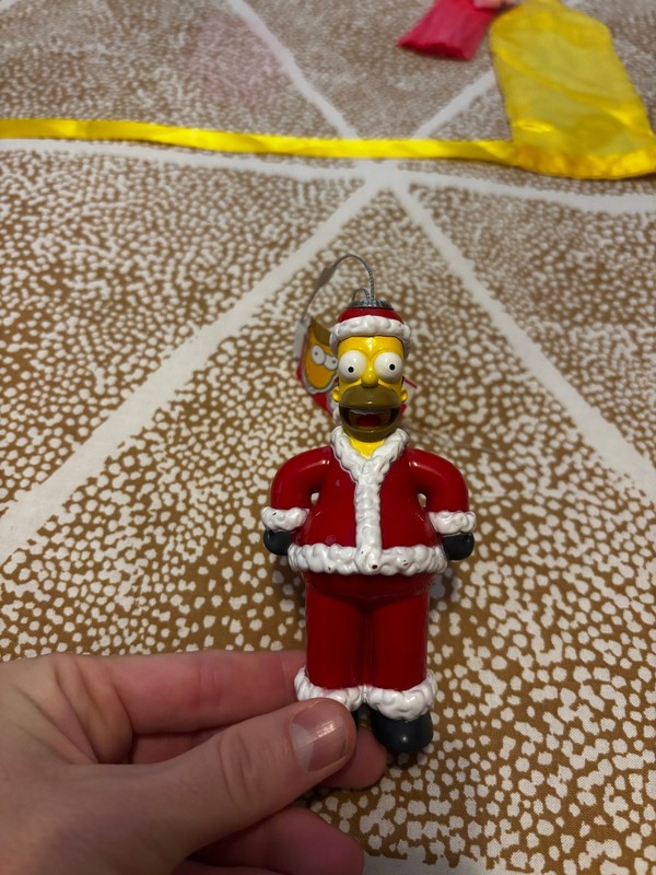 The Simpsons Santa Homer Simpson Ornament w/ Decoupage Finish NWT