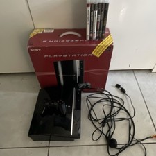 Sony PS3 PlayStation 3 Black Blu-Ray Bundle w/ Controller Cables Box Games