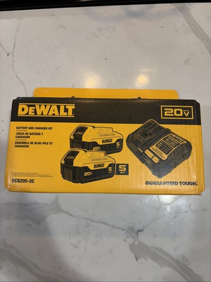 #ad DEWALT 20V MAX Lithium Ion Battery 2 Pack and Charger DCB205 2C $100.00
