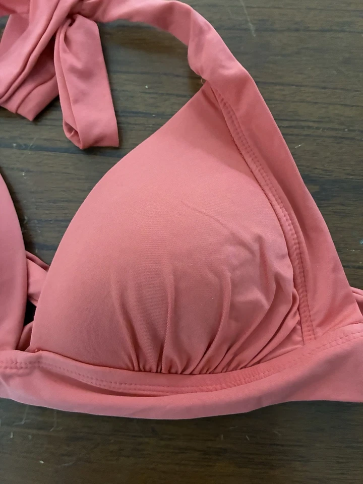 Top de natación de bikini con corbata triangular de nailon acolchado coral liso Mossimo para mujer S Foto 2 de 4