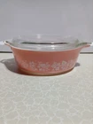 Vintage Pyrex Pink Gooseberry 1 Pt. Round Casserole Dish w/ Lid 470-C