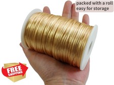 Lt Gold Satin Cord, 2.5mm Nylon String 300ft for Jewelry Making