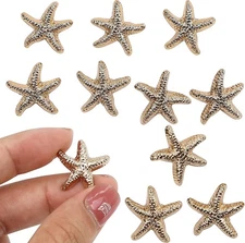 10PCS Tiny Starfish Shaped Shell Buttons, 0.79" x 2x2cm (0.79" x 0.79"), Gold 