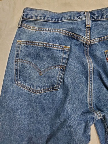 Vintage 90 Levis 501 Denim Jeans Button Fly Size 35x36 Marked (33x33) USA Made - Picture 20 of 20