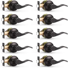 Wave Shape Passage Door Lever Oil Rubbed Bronze Keyless Handle for Hall and Clos