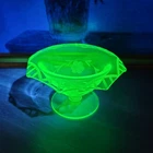 Antique Lancaster Jubilee Uranium Green Mayo Bowl Etched Depression Glass 6.5"