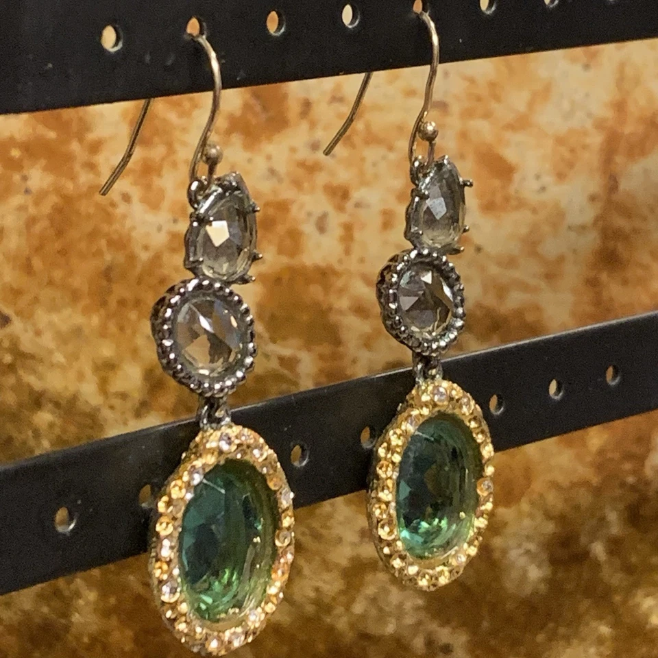 Brincos pendentes de ouro, metal, cinza e verde Alexis Bittar - Imagem 4 de 4