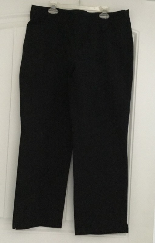 Cambio Modern Ladies Classics Slacks, Size 14, Black Flared Bottoms w Small Slit