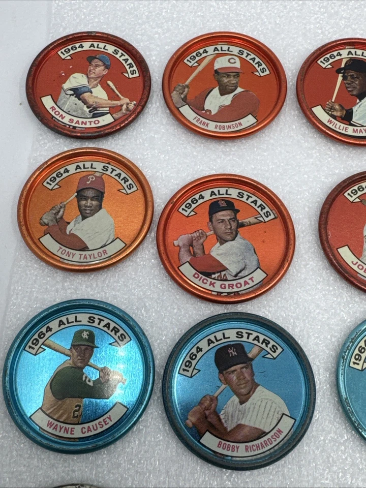 Lote de 38 monedas de metal Topps MLB Baseball All-star 1964 Hank Aaron Willie Mays... Foto 2 de 4
