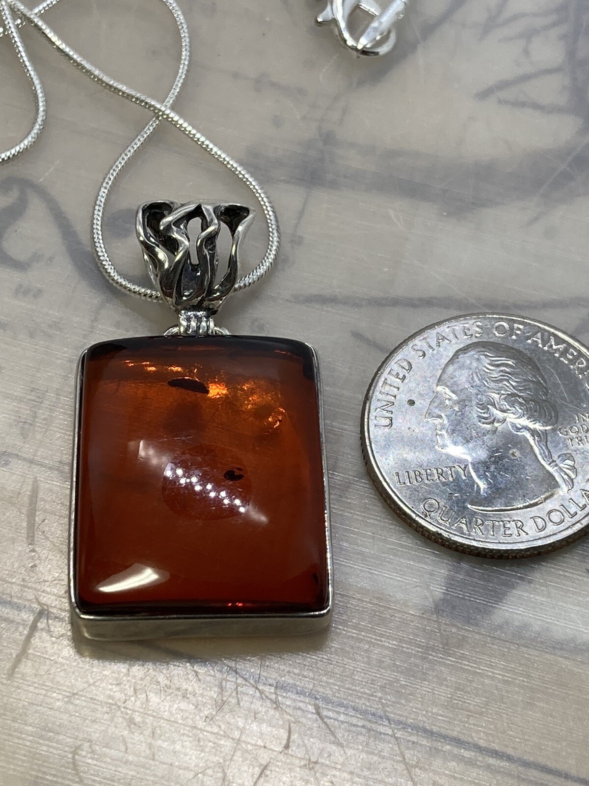 Handmade HONEY AMBER Rectangular 925 Sterling Sil… - image 13