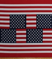 35.5" X 68" Packcloth Panel American Flag Stars Stripes Patriotic Fabric D245.21