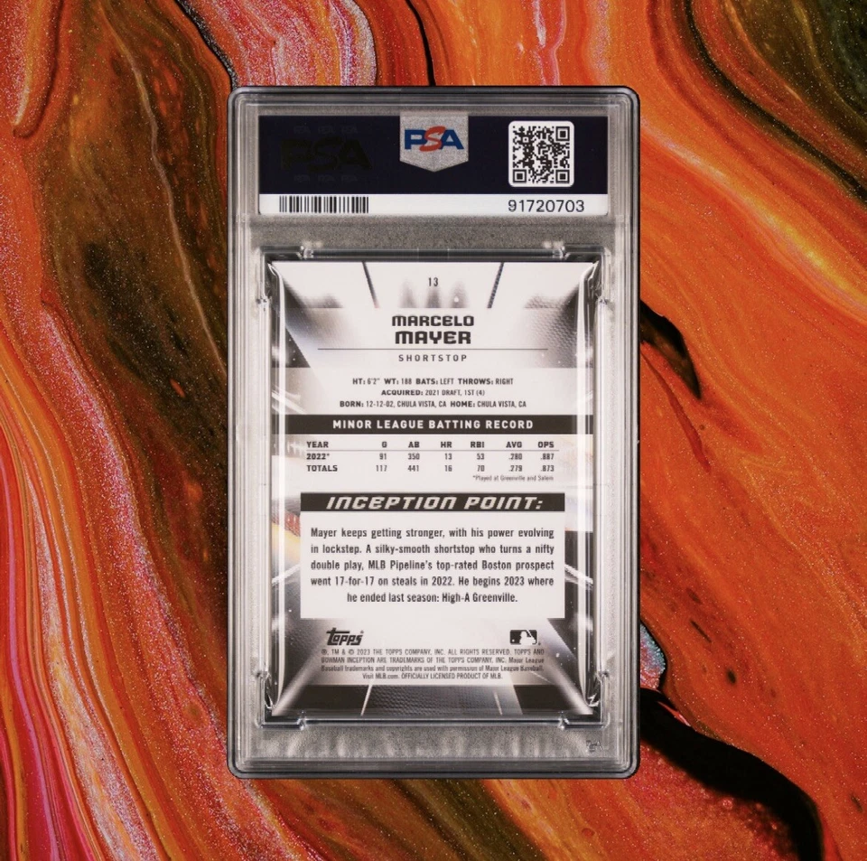 Marcelo Mayer 2023 Bowman Inception Baseball /75 PSA 9 - Red Sox - Image 2 of 2