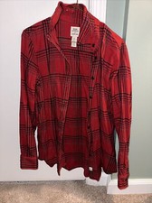Lands End x Blake Shelton Flannel Womens Button-Up Red Plaid Small