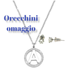 COLLANA GIROCOLLO CON LETTERA IN ACCIAIO INOSSIDABILE CRISTALLI ANALLERGICO MODA