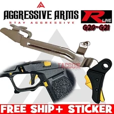 AGGRESSIVE ARMS BLACK GOLD BILLET ALUMINUM TRIGGER & POLISHED BAR GLOCK 20 21