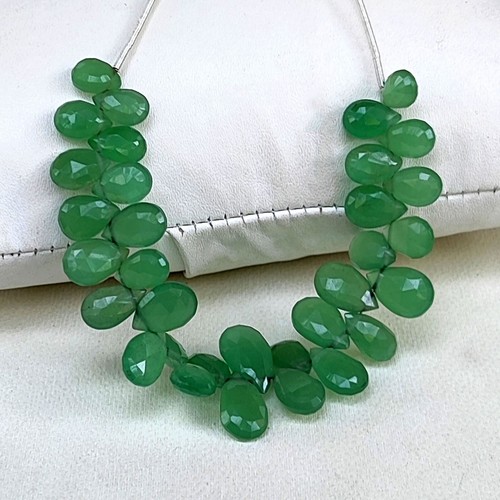 Cuarzo Aventurina Verde Natural 8x6 a 11x7 mm Tamaño Facetado Pera Briolette 4.5" - Imagen 7 de 10