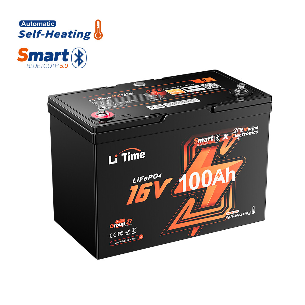LiTime 16V 100Ah Bluetooth Self-heating Fish Finder Lithium Battery-Refurbished
