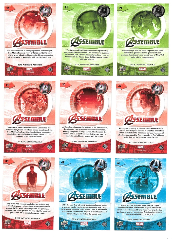 2012 Upper Deck UD Avengers Assemble Trading Cards - You Pick, Choose - Image 2 of 2