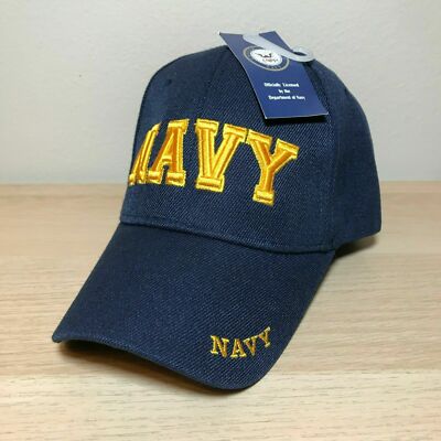 US Navy NAVY in Gold letters Navy Blue hat (OFFICIALLY LICENSED BY THE US NAVY)