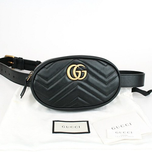 GUCCI GG Marmont Belt Bag Waist Bag Pouch Body Bag Black 476434 Quilting  Leather | eBay