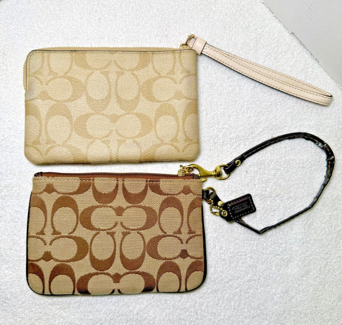 Coach Wristlet Lot of 2 - Signature C Pattern - Tan & Brown