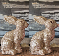 2 X Hasenfigur Hase Osterhasen 20 Cm Hasen Gold Glitzer Deko Osterdeko
