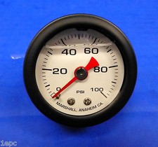 Marshall Gauge 0-100 Psi Fuel Oil Gas Pressure White Black Casing 1.5 Liquid