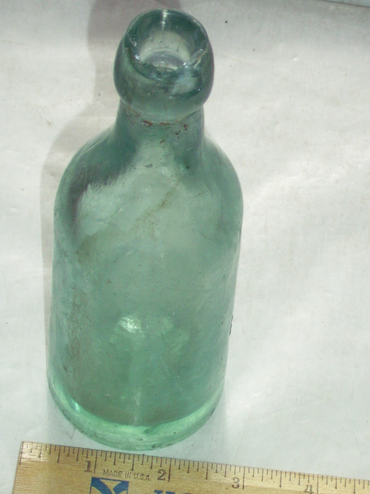 Vintage blue embossed  E. Marsili Harrisburg, Pa. affixed blob top glass bottle