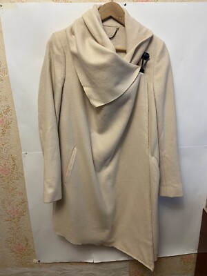 ALL SAINTS City Monument Coat UK 10 Iconic TRENCH Wool Cream Wrap Italian  Cloth
