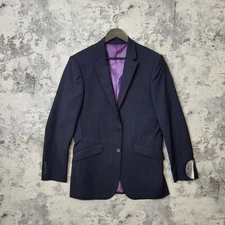 Brook Taverner Avalino Blazer Men's 36L Navy Pinstripes Wool  Lapel Jacket  A