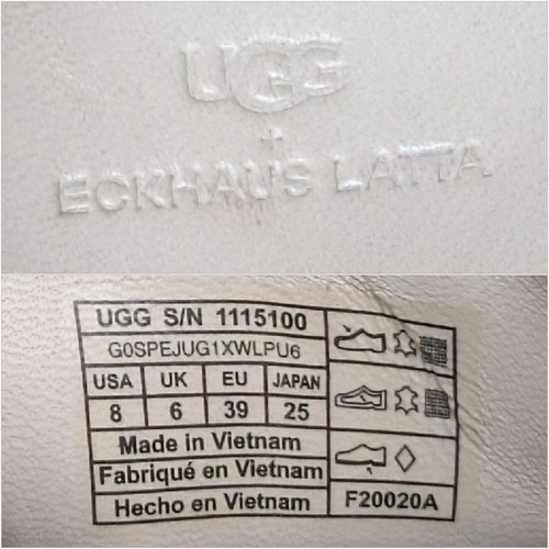 UGG x Eckhaus Latta Block Strap Sneaker Beige Cow Hair Leather Lamb Lining Sz 8 - Picture 11 of 11