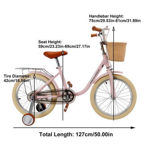 16 Zoll Kinderfahrrad für Mädchen Jungen mit Stützrädern Korb BMX Kinder Fahrrad - Bild 8 von 20