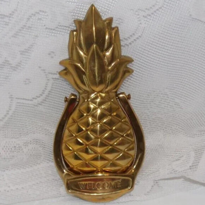 Vintage Avon Solid Brass Pineapple Hospitality Door Knocker New in Box Welcome