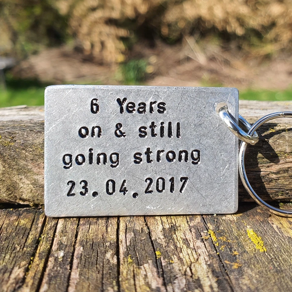 COOLKEYRINGS.CO.UK 6 Years On Keychain Keyring 6th Wedding Anniversary Gifts Iron Husband Wife Cute