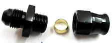 04 AN Male Flare To 1/4" tube compression union adapter show polish Black Alum