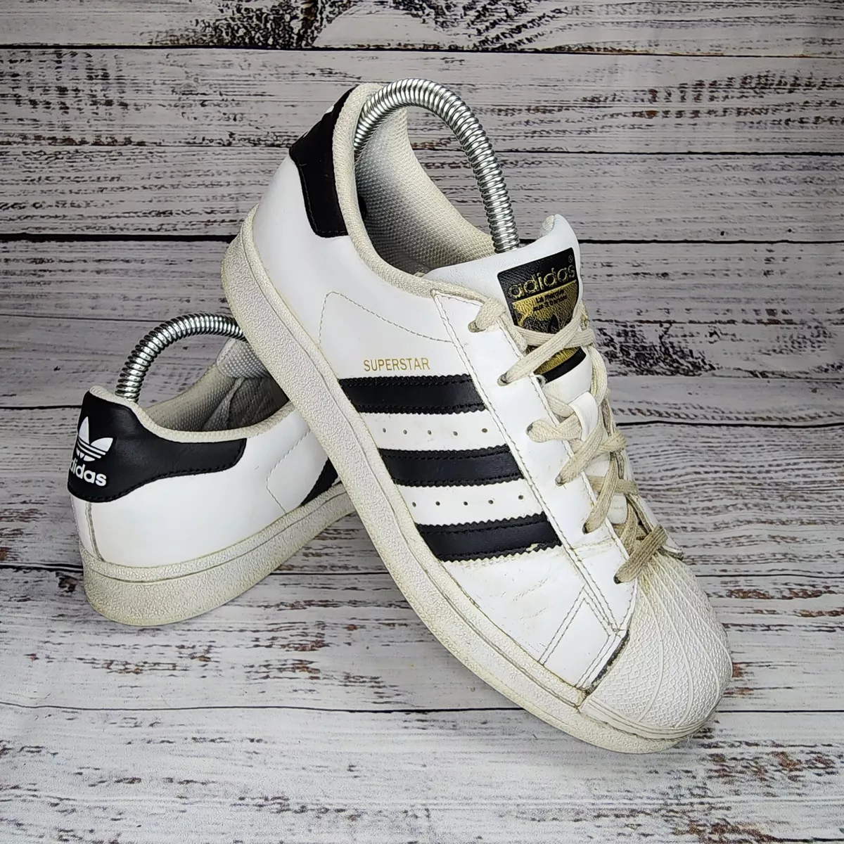 Adidas Superstar Mens/Kids Size 5.5 White Black Shell Toe Lace Up Shoes | eBay