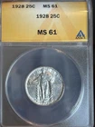 1928 25C Standing Liberty Quarter ANACS MS61.  Nice Luster