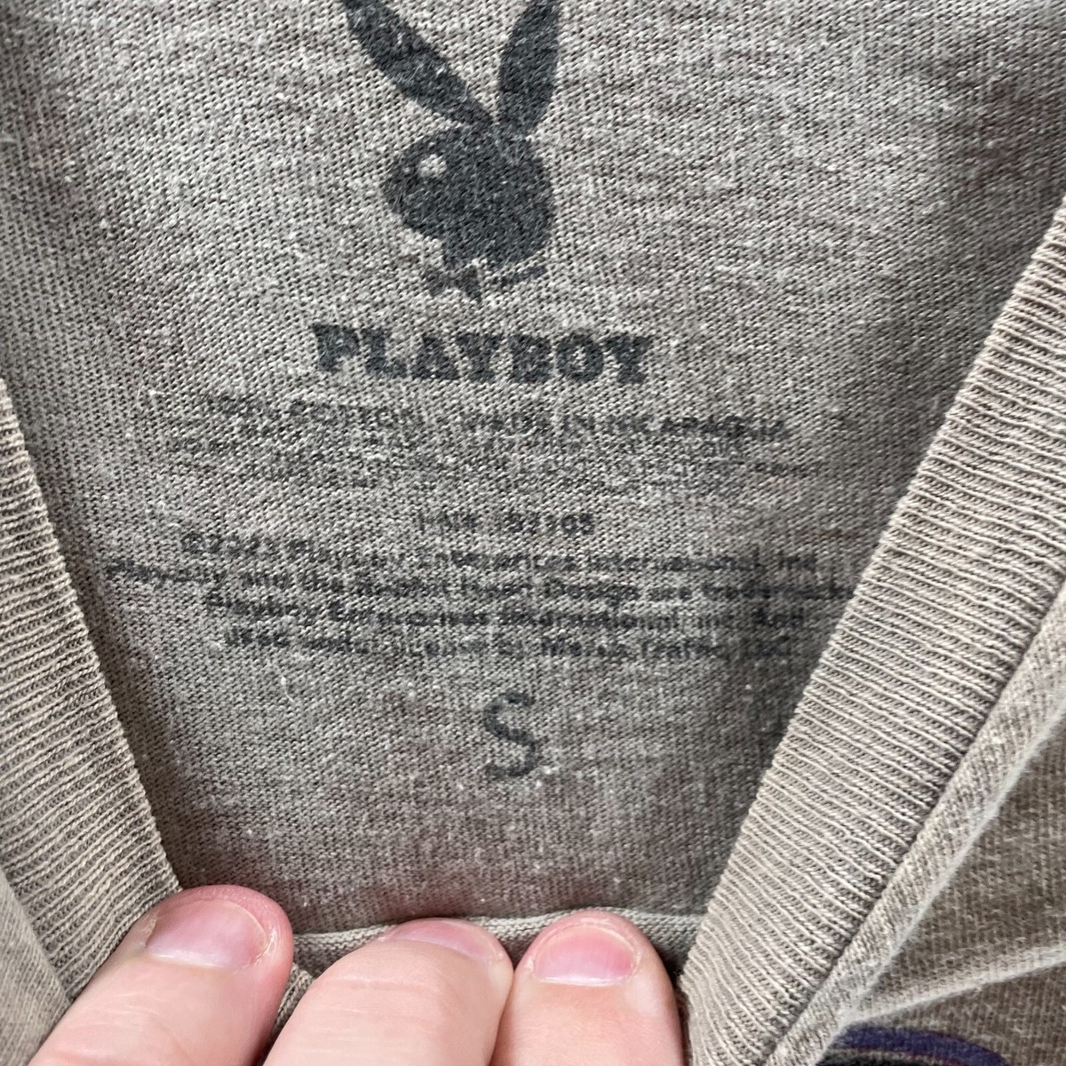 Playboy Shirt Mens Small Tan Entertainmant For Mens Cotton Casual Logo Crew Neck View 5