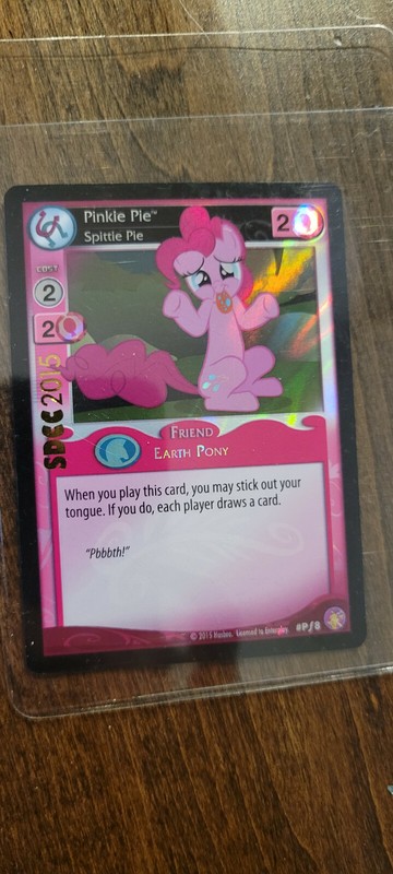 2015 SDCC EXCLUSIVE HASBRO ENTERPLAY MY LITTLE PONY MLP PINKIE PIE PROMO CARD