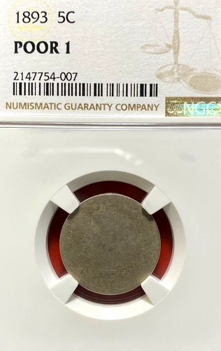 NGC POOR-1 LOWBALL! 1893 LIBERTY V NICKEL