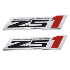2Pc Chrome Black Red Z51 Performance Emblems 3D Engine Hood Badges